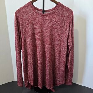 Hollister Long Sleeve Top Heathered Knit Raglan Everyday Casual‎ Red L